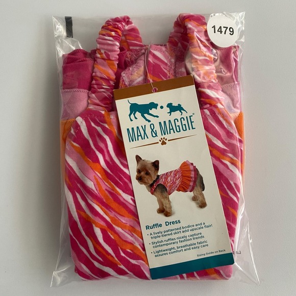 NEW Max & Maggie Ruffle Dog Dress Pink Orange Size S - Picture 8 of 8